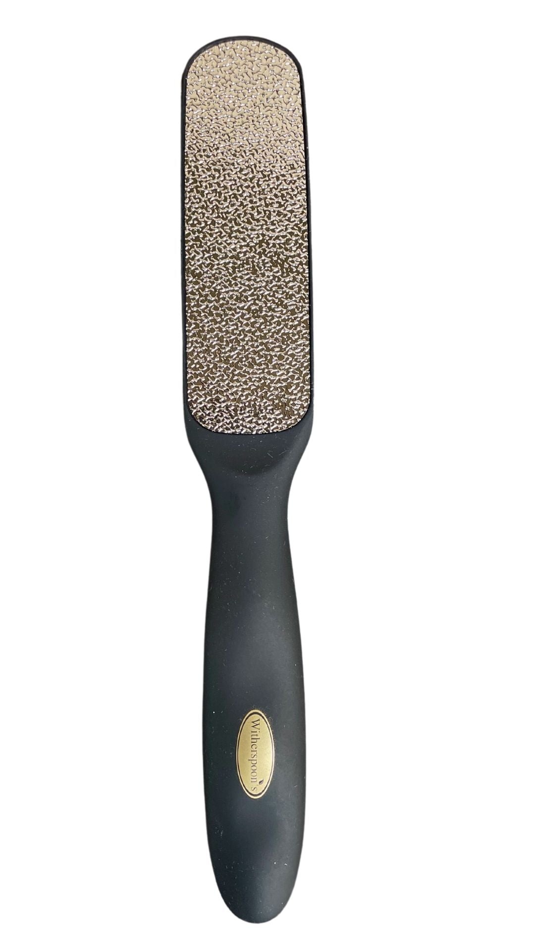 Witherspoons  black foot file. double sided with different plates for exfoliating dry cracked feet. Can be used wet or dry.